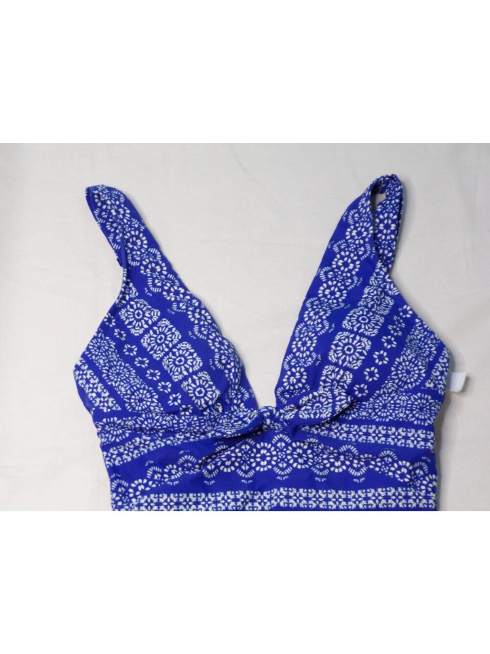 🆕ROBIN PICCONE Isla Plunge One Piece Swimsuit Blue & White Print 6 - Picture 10 of 11